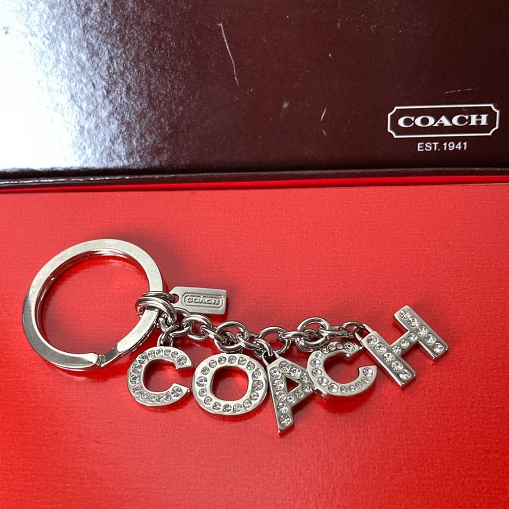 Coach Silver Key Holder with Crystal Accents